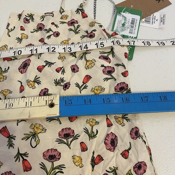 New Vans Women XL Cami Minidress High Waist Beige Floral Cottagecore Beach Vaca - Picture 2 of 6